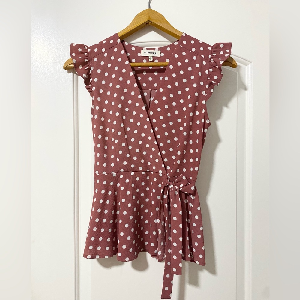 VICI Polka dot rose wrap top, Small